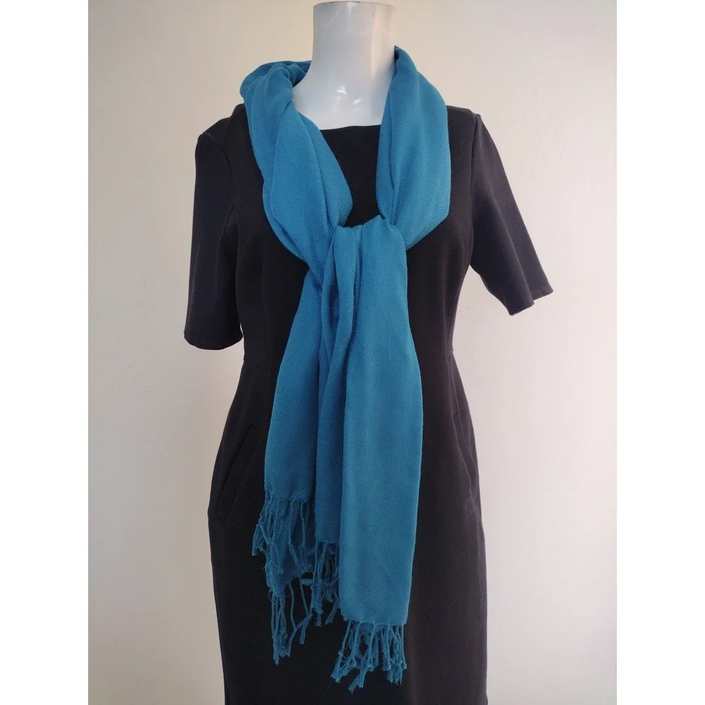 pashmina scarf wrap shawl Teal Lightweight Chic Elegant Fringe‎ Casual 69x26